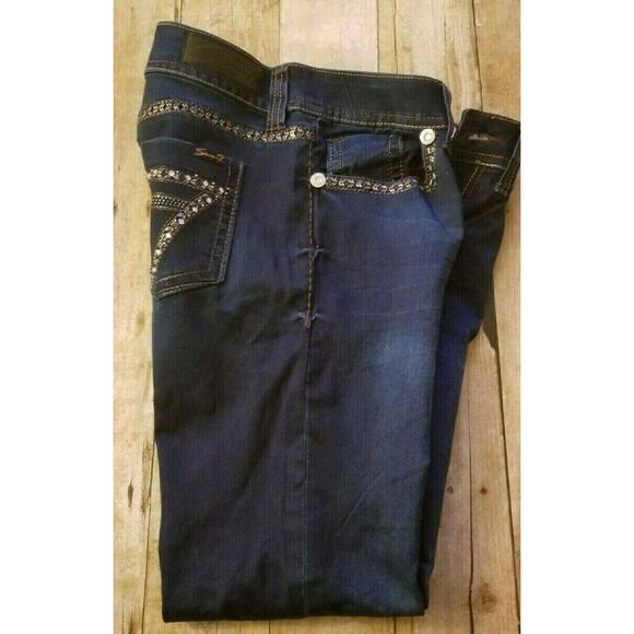 Seven 7 Women Bling Legging Jegging Jeans Blue w/ Gold Metallic Thread size 8 - Picture 2 of 9